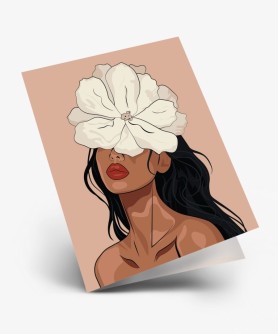 Набор двойных мини открыток 10 шт. "Девушка и цветок", 6.5*8см