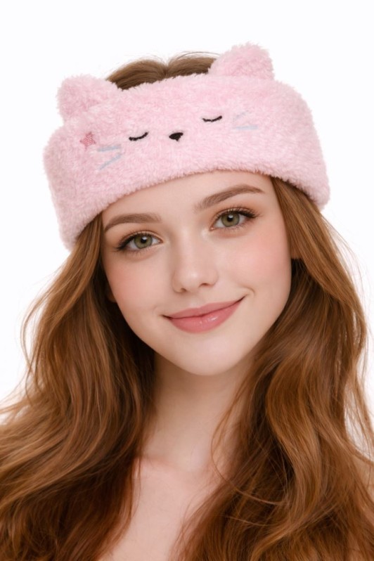 Повязка на голову GIRLY "Пушистый котёнок", розовая 