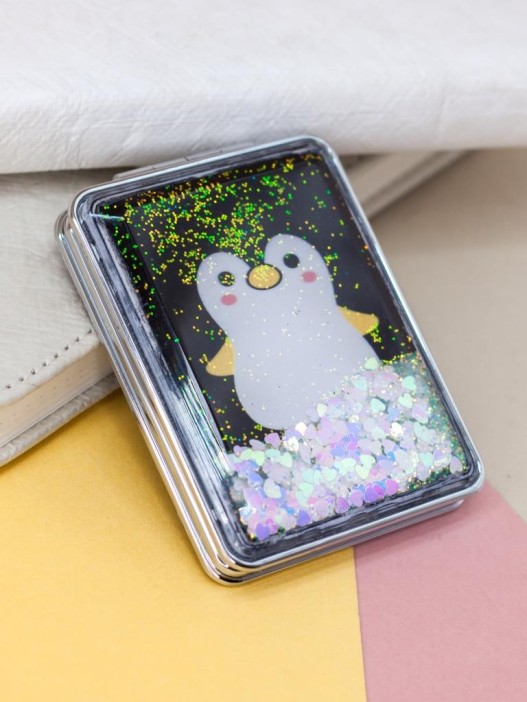 Зеркало-шейкер раскладное &quot;Animal penguin&quot;, black (8*6 см) 