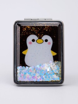 Зеркало-шейкер раскладное "Animal penguin", black (8*6 см)