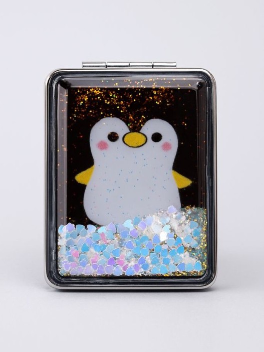Зеркало-шейкер раскладное &quot;Animal penguin&quot;, black (8*6 см) 