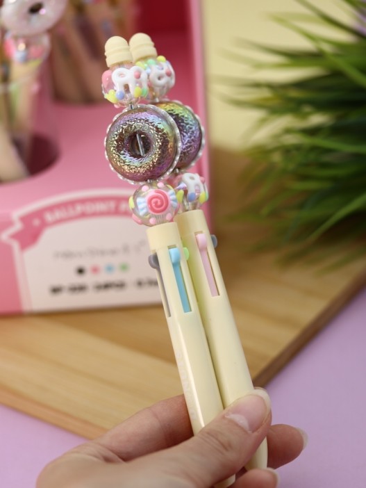 Разноцветная ручка 4 в 1 &quot;Sweet donut &quot;, yellow 
