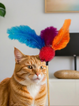 Махалка для кошек "Цветные перья", 50 см