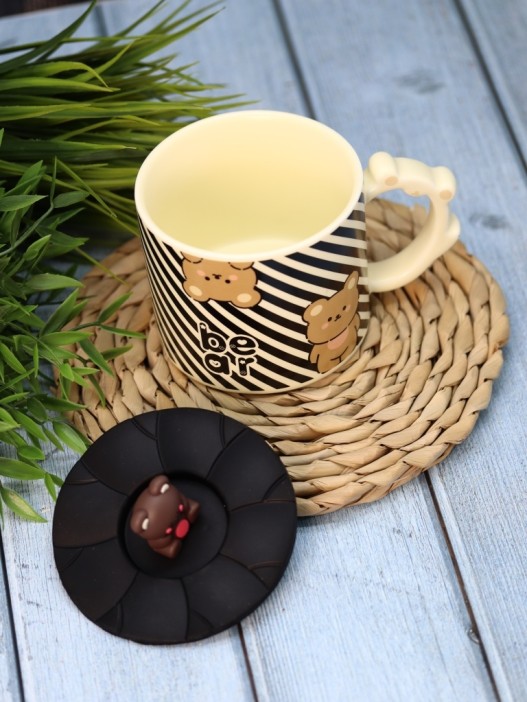 Кружка керамическая «Милый медвежонок», черная (360 мл) 