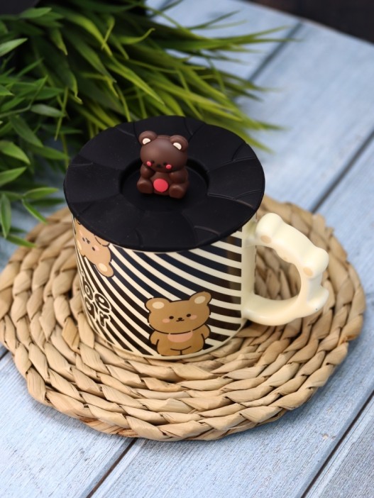 Кружка керамическая «Милый медвежонок», черная (360 мл) 