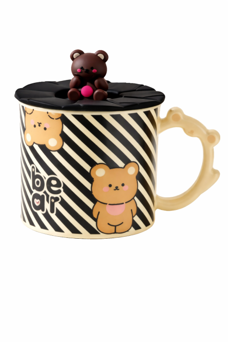 Кружка керамическая «Милый медвежонок», черная (360 мл) 