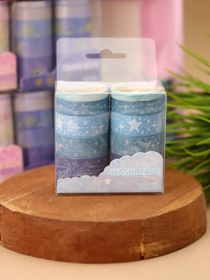 Набор декоративного скотча 10 шт. "Магия ночи", голубой