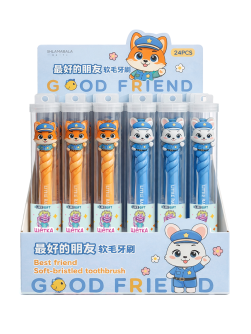 Зубная щётка для взрослых iLikeGift "Fox and Rabbit" (21 см), шоу-бокс 24 шт.
