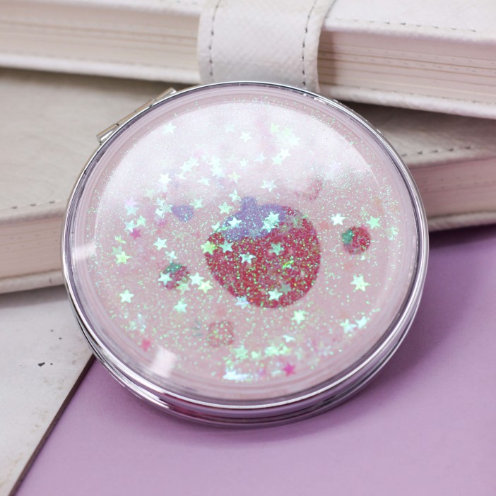 Зеркало-шейкер раскладное &quot;Fruity strawberry&quot;, pink (7*7 см) 