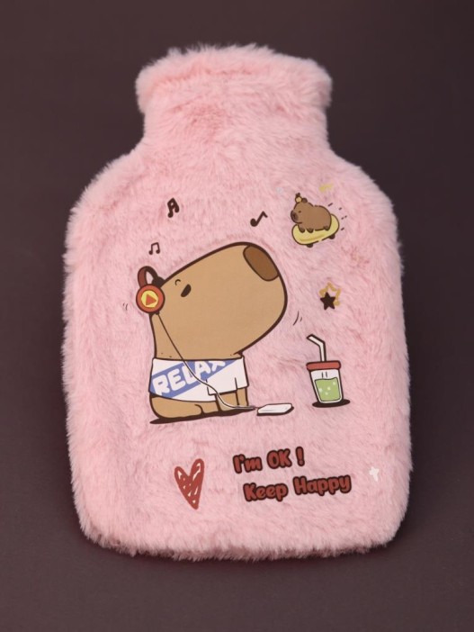 Грелка мини плюшевая &quot;Capybara&quot;, pink, 300 мл (20*12 см) 