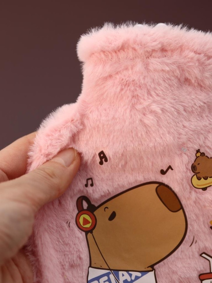 Грелка мини плюшевая "Capybara", pink, 300 мл (20*12 см)
