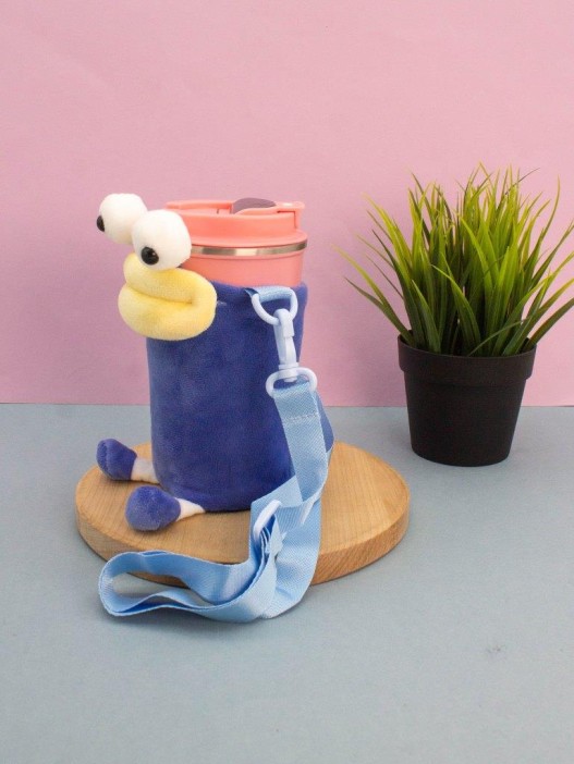 Футляр плюшевый для термоса &quot;Bug-eye&quot;, blue (14*10 см) 