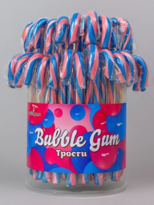 Леденцы S.L."Трость Bubble Gum" (шоубокс - 60 шт.) 
