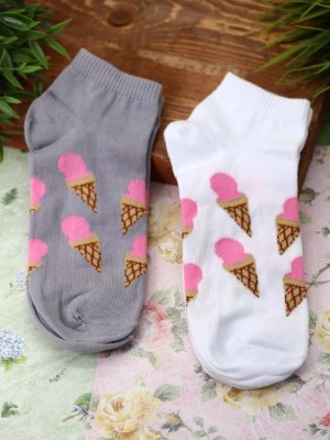 Носки женские "Ice cream horn Gray and White", р.35-40, 2 пары