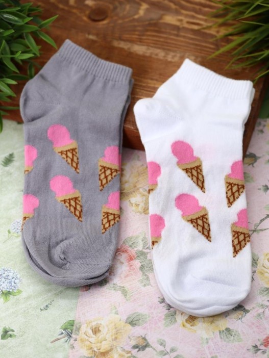 Носки женские "Ice cream horn Gray and White", р.35-40, 2 пары 