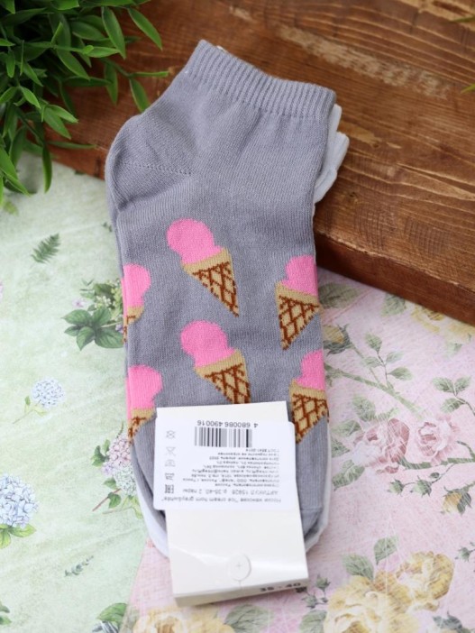 Носки женские "Ice cream horn Gray and White", р.35-40, 2 пары 