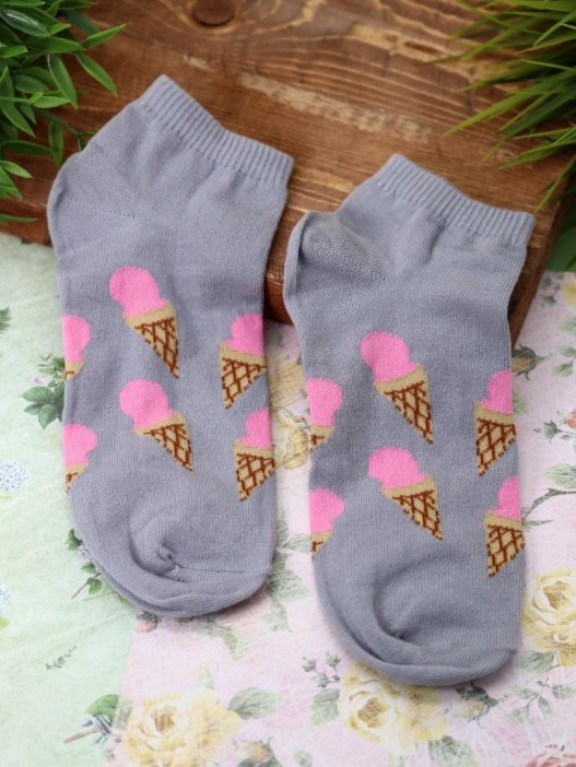 Носки женские "Ice cream horn Gray and White", р.35-40, 2 пары 