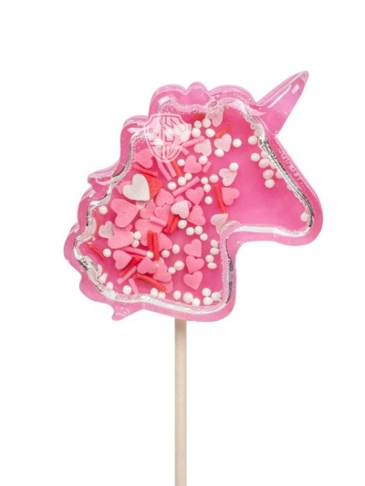 Карамель леденцовая изомальт &quot;Погремушка-Единорог&quot; ш/б 30шт х 30гр (кокос, баббл-гам, манго) 