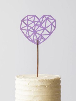 Топпер 5 шт &quot;Сердце&quot; №50, лиловый, фанера (80*66*4 мм)