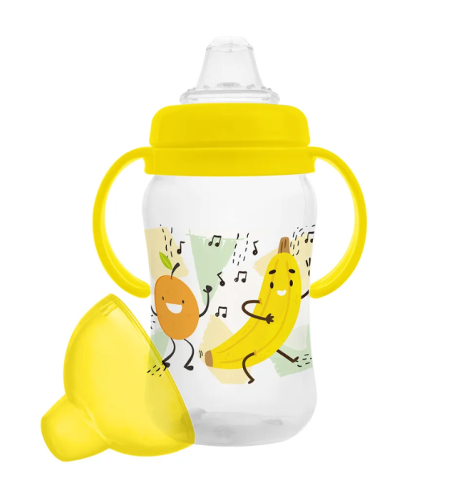 Бутылочка поильник "Banan and orange" с силиконовым носиком и ручками (270 ml) 