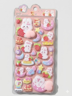 3Д наклейки с мялкой "Зайчик", 9,5x20 см