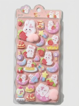 3Д наклейки с мялкой "Зайчик", 9,5x20 см