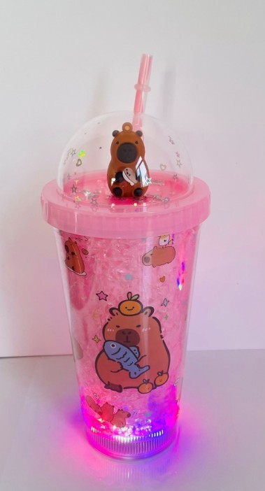 Тамблер с подсветкой iLikeGift &quot;Possessed capybara&quot;, pink (450 мл) 