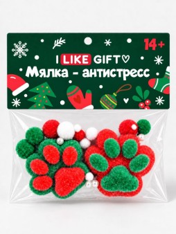 Мялка - антистресс набор 2 шт. iLikeGift "Новогодние лапки", микс