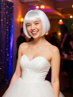 Парик карнавальный "Fancy chic", white (25 см)