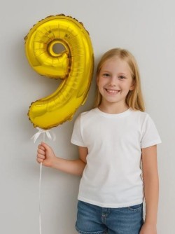 Шар фольгированный "Ключевые моменты" цифра 9, золото (40 см)
