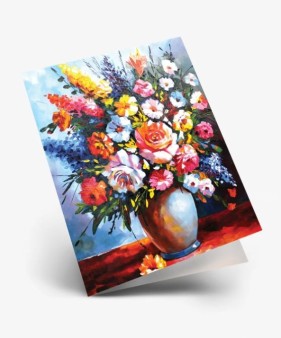 Набор двойных мини открыток 10 шт. "Красочный букет", 6.5*8см