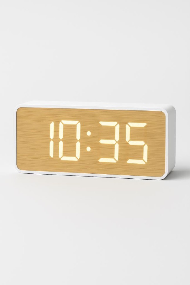 Часы-будильник электронные "Сканди-сияние", белые, USB (16*2,9*6,5 см)