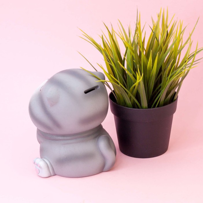 Копилка "Gray cat", sitting 