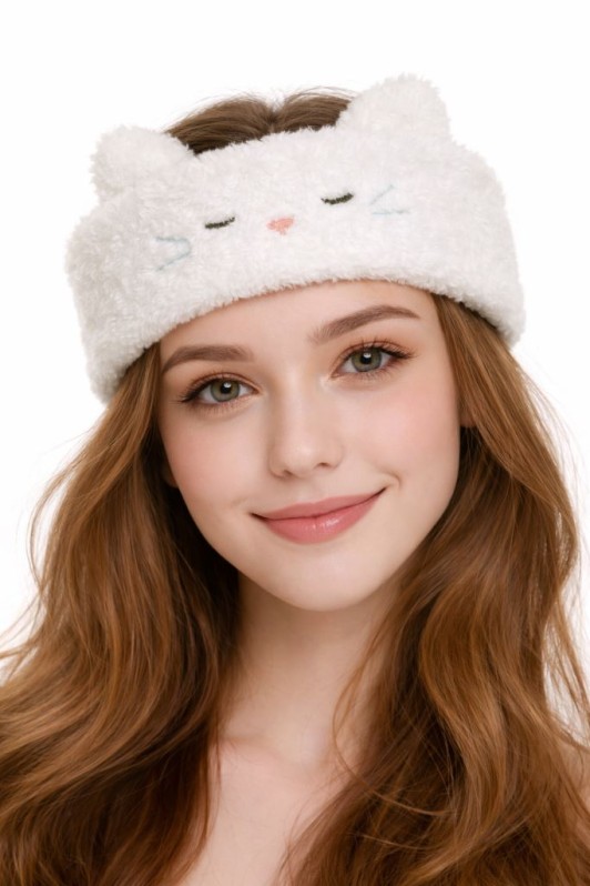 Повязка на голову GIRLY "Пушистый котёнок", белая 