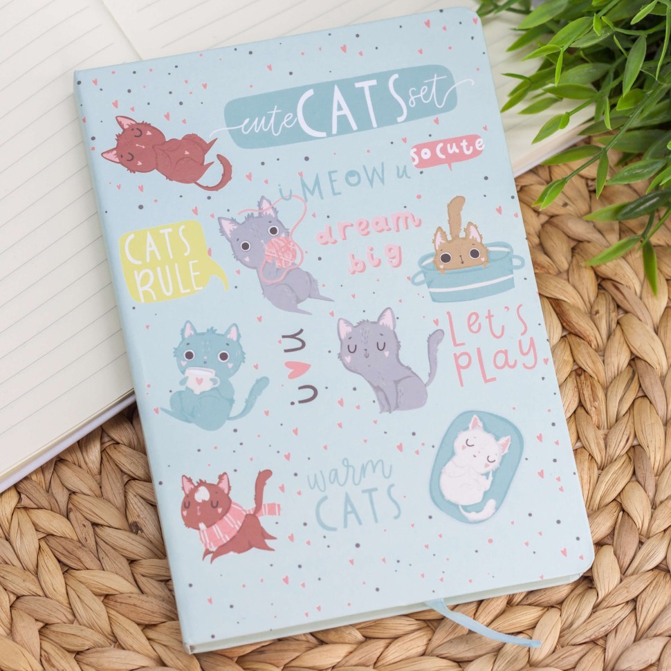 Блокнот (A5) "Chill cats", blue (14.5*21)