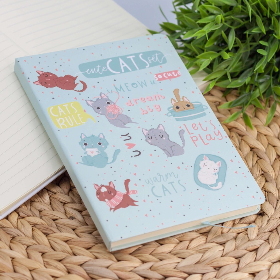 Блокнот (A5) "Chill cats", blue (14.5*21)