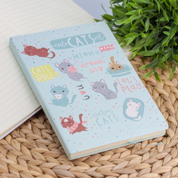 Блокнот (A5) &quot;Chill cats&quot;, blue (14.5*21) 