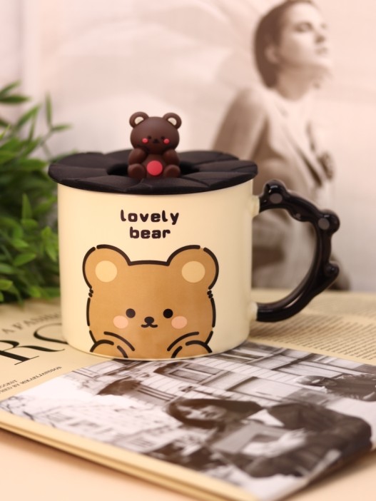 Кружка керамическая «Милый медвежонок», черная (360 мл) 