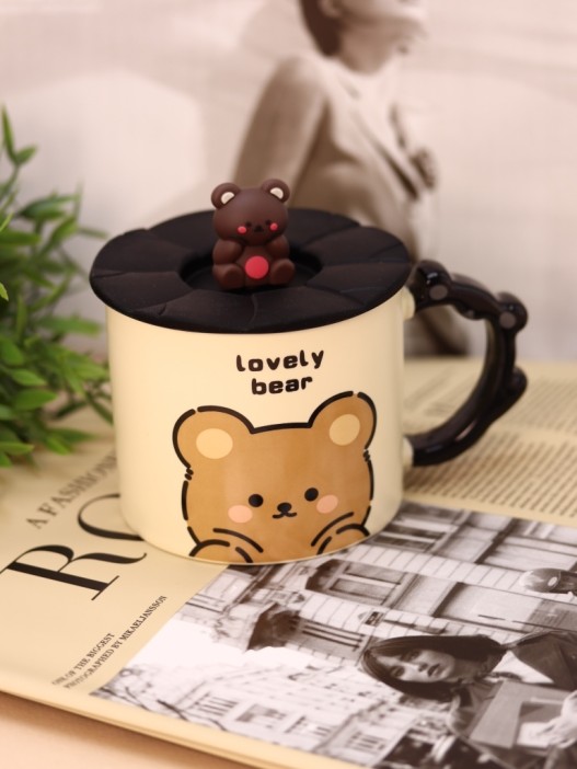 Кружка керамическая «Милый медвежонок», черная (360 мл) 
