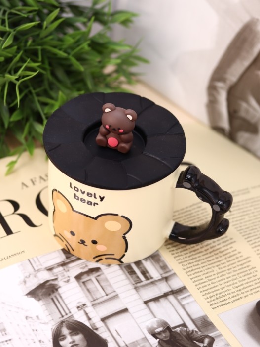 Кружка керамическая «Милый медвежонок», черная (360 мл) 