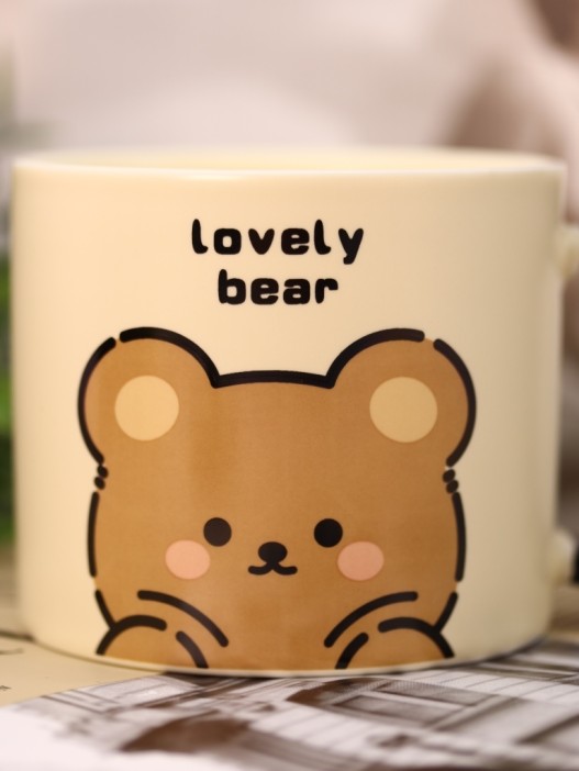 Кружка керамическая «Милый медвежонок», черная (360 мл) 