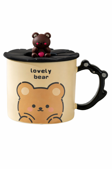 Кружка керамическая «Милый медвежонок», черная (360 мл) 