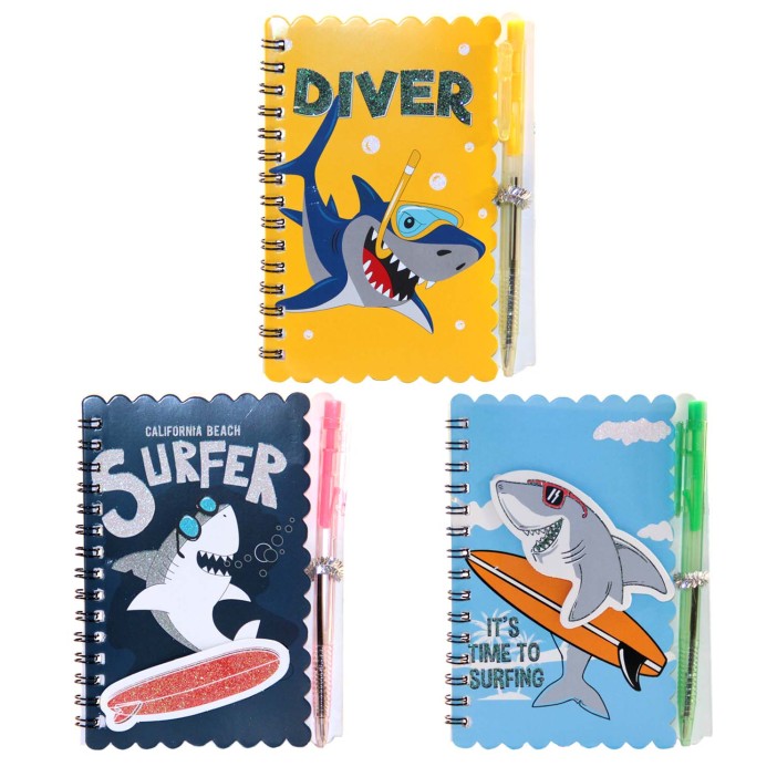 Блокнот с ручкой &quot;Акула&quot; mix, 10*14 см 