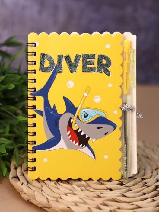 Блокнот с ручкой &quot;Акула&quot; mix, 10*14 см 