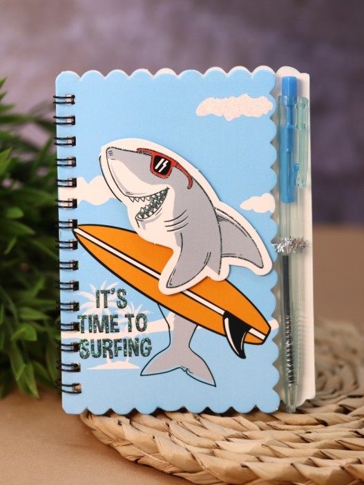 Блокнот с ручкой &quot;Акула&quot; mix, 10*14 см 