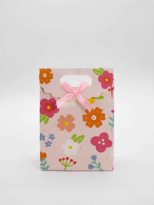 Пакет подарочный (XS) &quot;Big flowers&quot;, orange (12x6x16) 