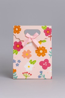 Пакет подарочный (XS) &quot;Big flowers&quot;, orange (12x6x16)