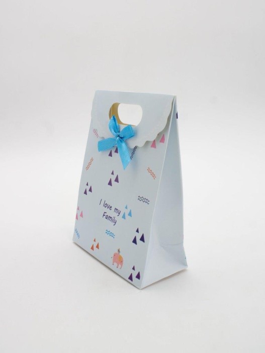 Пакет подарочный (XS) &quot;Colorful triangles&quot;, blue (12x6x16) 