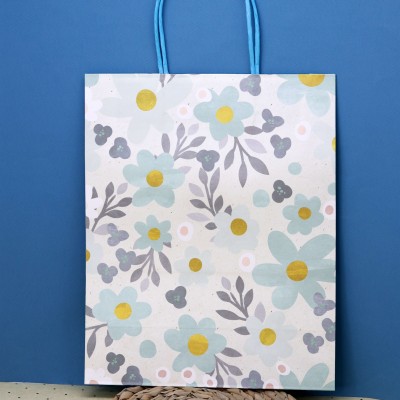 Пакет подарочный (M) «Flowers bloom», blue (26*32*12)