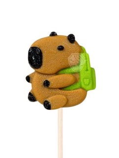 Карамель леденцовая изомальт "Капибара с рюкзачком" ш/б 21шт х 24гр (персик)